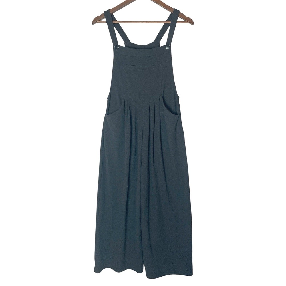 Halara Black Wide Leg Pleated Overalls Jumpsuit Medium Petite - Picture 4 of 9